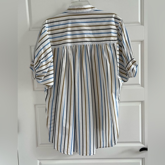 Anthropologie Pilcro Painter Button Up Puff Sleeves Stripe Shirt Size Small - Picture 9 of 13